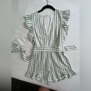 Lovers + Friends Jill Romper Sage Green